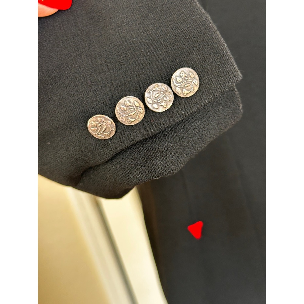 Zelda Vintage Black Red Trim Mandarin Collar Button Front Blazer Jacket Size‎ 8 - Picture 6 of 12